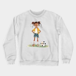 Little Girl Playing Soccer Crewneck Sweatshirt